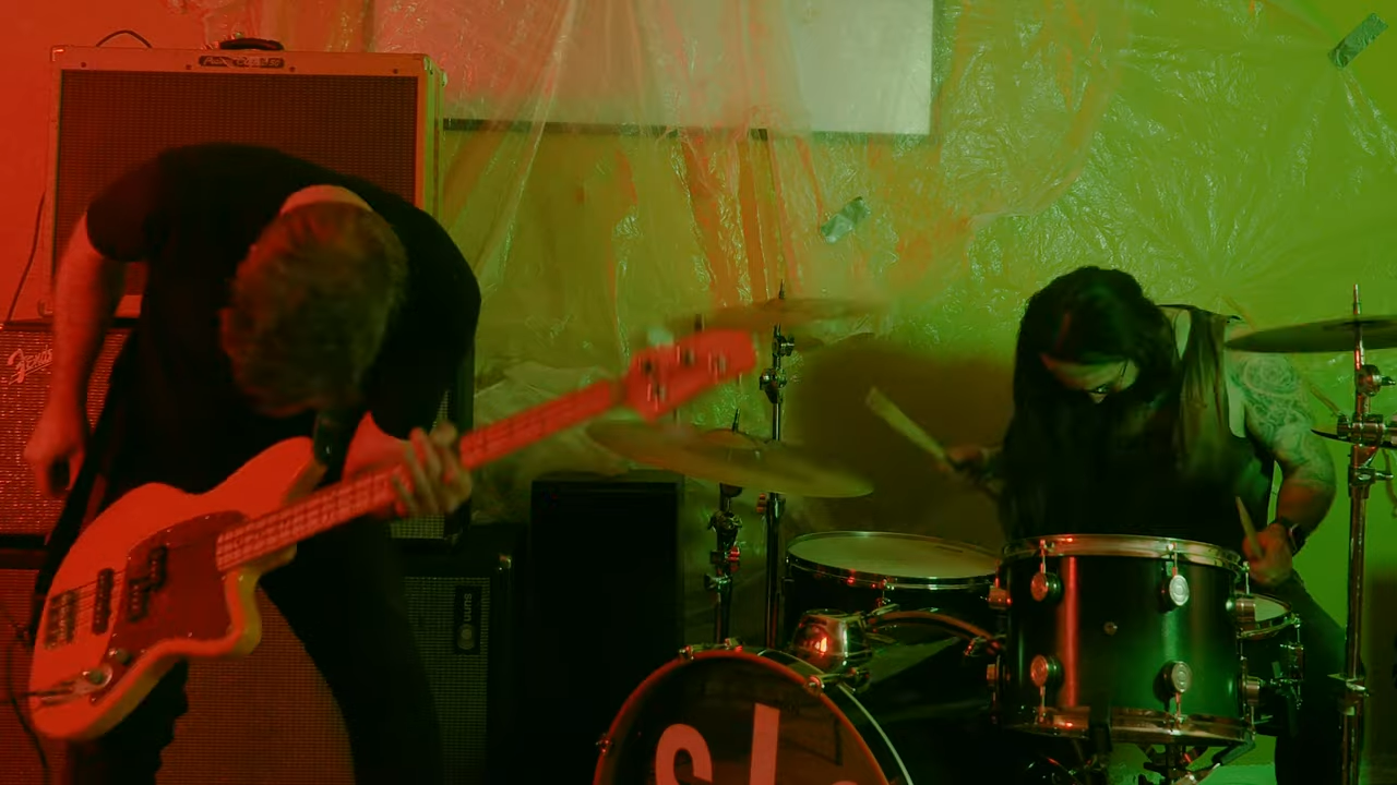 Screenshot of Doug Gluth and Moucha of Stereo Christ, from their video called "The Dead."